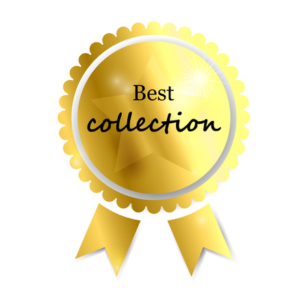 abstract illustration with gold medal. Sign of the winner, a symbol of success.のイラスト素材