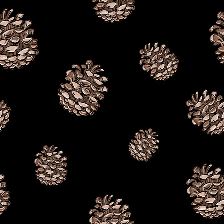 Vector abstract illustration of a pine cone. Seamless pattern for your design. Hand drawing. Graphic arts.のイラスト素材