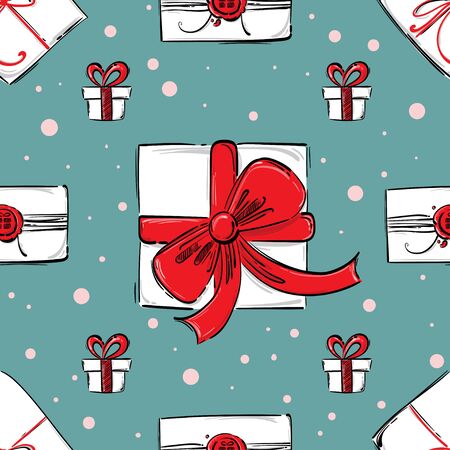 Vector seamless pattern with gifts. Abstract background.のイラスト素材