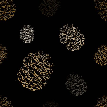 Vector abstract illustration of a pine cone. Seamless pattern for your design. Hand drawing. Graphic arts.のイラスト素材