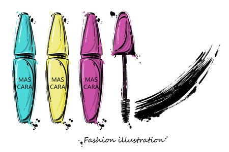 Vector illustration of mascara. Fashion illustration. Isolated.のイラスト素材