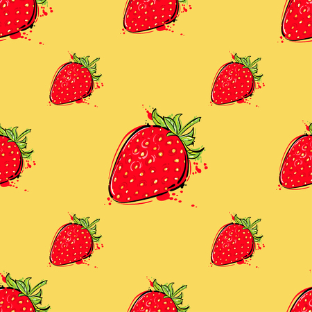 Abstract illustration with strawberry. Seamless pattern for design of fabric, wallpaper, background.のイラスト素材