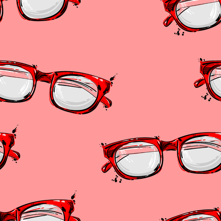 Vector abstract seamless pattern with sunglasses. Fashion illustration. Beauty and fashion.のイラスト素材