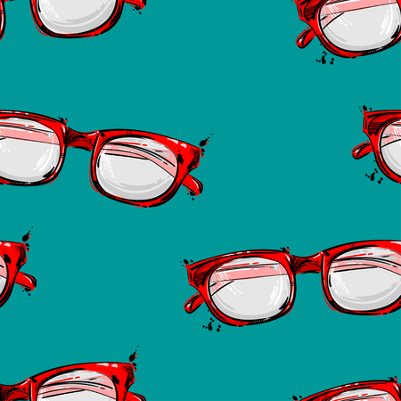 Vector abstract seamless pattern with sunglasses. Fashion illustration. Beauty and fashion.のイラスト素材