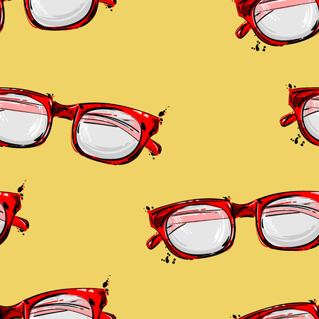 Vector abstract seamless pattern with sunglasses. Fashion illustration. Beauty and fashion.のイラスト素材