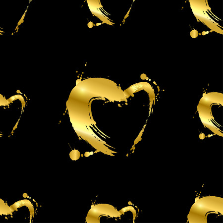 Seamless vector pattern with a gold heart. Abstract background for design of a fabric, wallpaper, T-shirt and otherのイラスト素材