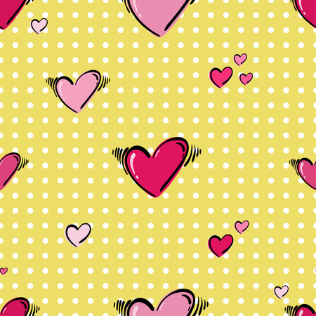 Vector abstract seamless pattern with hearts. Love. Trendy background for your design fabric, wallpaper, t-shirts.のイラスト素材