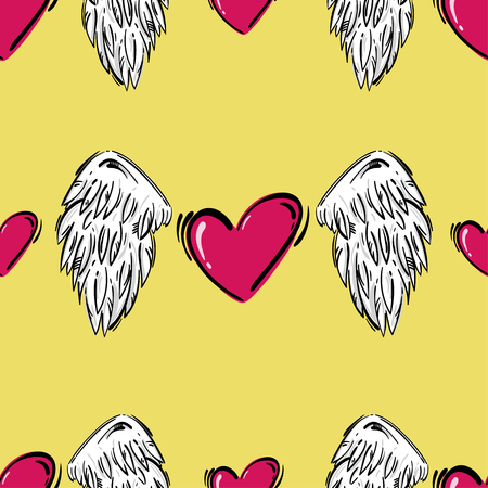 Vector abstract seamless pattern with hearts. Love. Trendy background for your design fabric, wallpaper, t-shirts.のイラスト素材