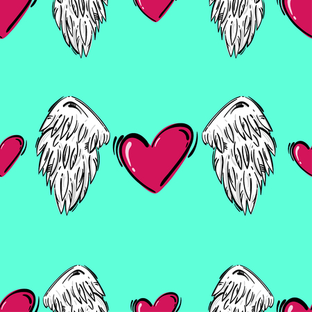 Vector abstract seamless pattern with hearts. Love. Trendy background for your design fabric, wallpaper, t-shirts.のイラスト素材