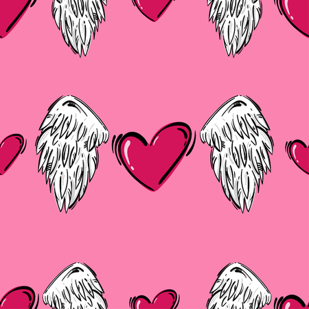 Vector abstract seamless pattern with hearts. Love. Trendy background for your design fabric, wallpaper, t-shirts.のイラスト素材