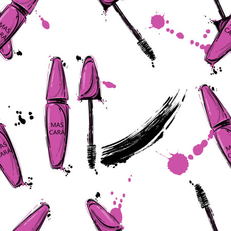 Vector abstract illustration with mascara. Seamless pattern for your design.のイラスト素材