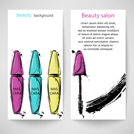 Vector abstract background with mascara. Vertical banners. Fashion illustration.のイラスト素材