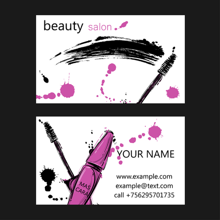 Business card of beauty salon. Vector abstract background with mascara. Fashion illustrationのイラスト素材