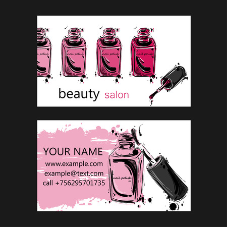 Vector abstract background with nail polish. Business card of beauty salon. Fashion illustration.のイラスト素材