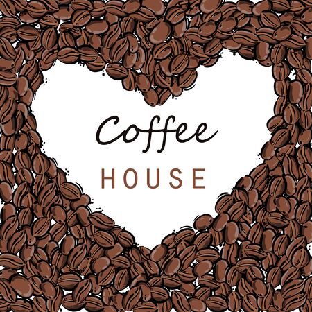 Abstract vector illustration with coffee beans. Coffee house, coffee background.のイラスト素材