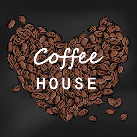 Vector abstract illustration with coffee beans.のイラスト素材