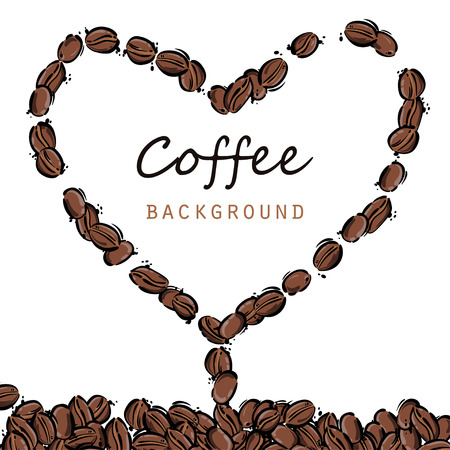 Abstract vector illustration with coffee beans. Coffee house, coffee background.のイラスト素材