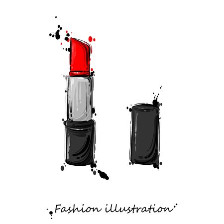 Vector abstract illustration of red lipstick. Fashion illustration.のイラスト素材