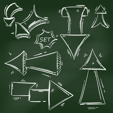 Abstract vector set of arrows, sketch style.のイラスト素材