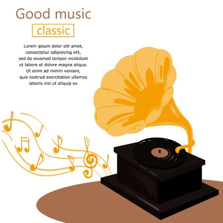 Vector abstract background with gramophone.のイラスト素材