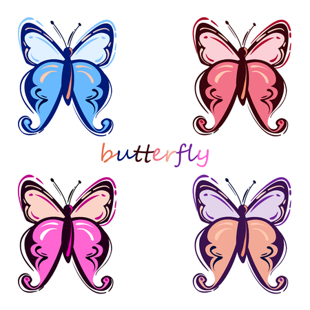 Vector abstract illustration with butterfly. Isolated background. Natureのイラスト素材