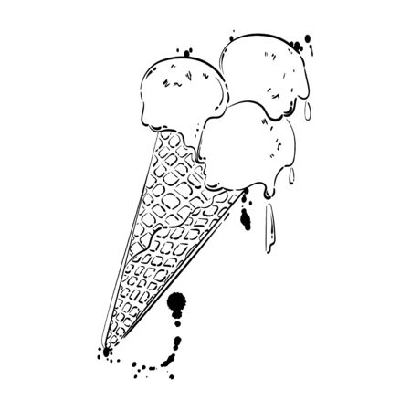 Vector illustration with ice-cream. Abstract background for design of postcard, banner, poster, menu and other.のイラスト素材
