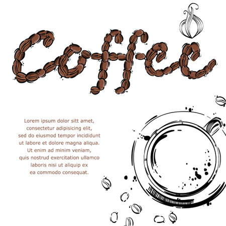 Vector abstract illustration with coffee beans. coffee house. coffee background.のイラスト素材