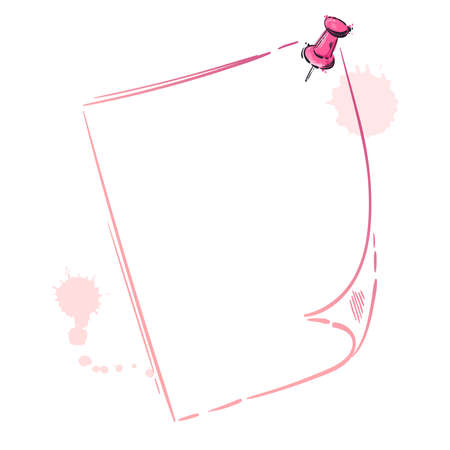 Vector abstract illustration with a sheet of paper and a button.のイラスト素材