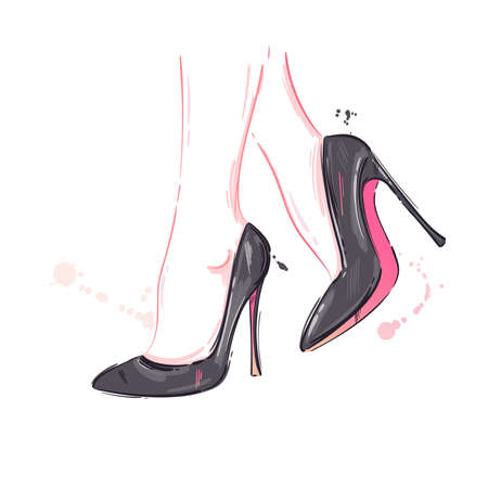 Vector illustration of feet in shoes. fashionable illustration.のイラスト素材