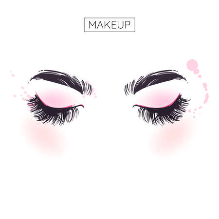 Vector abstract illustration of fashion girl for cover design, poster, banner and other. Advertising mascara.のイラスト素材