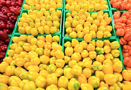 fresh pepper at a farmer's marketの写真素材
