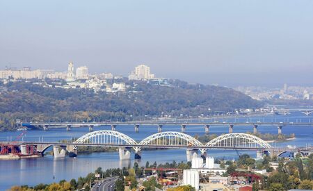 bridges across the river Dnipro. Kyiv. Ukraineの写真素材