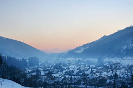 Kvasy- village in the Carpathian Mountains, Ukraineの写真素材