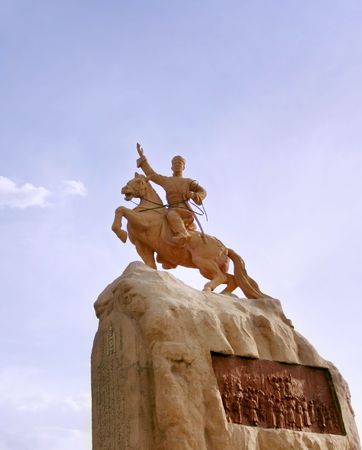 Ulan Bator: statue of Damdin Sukhbaatar - defeated Ungern von Sternberg and the Chinese. Mongoliaの写真素材