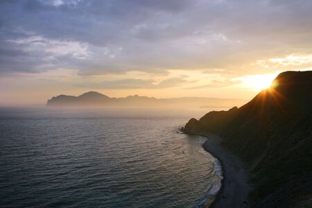 view on Karadag mountain in the sunet. Crimea. Ukraineの写真素材