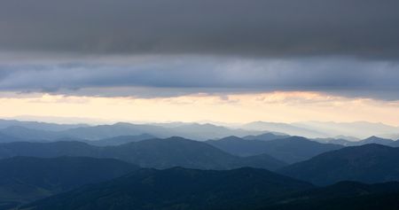  dramatic clouds under the Altay mountainsの写真素材