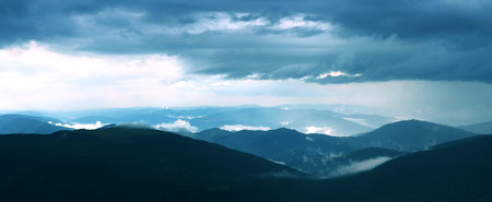 Carpathian Mountains in the sunset