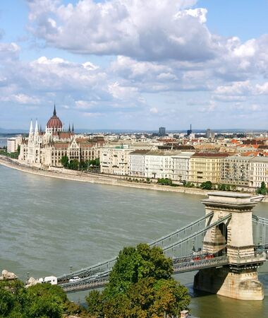 View from across the Danube. Parliament can be seen in the background.の写真素材