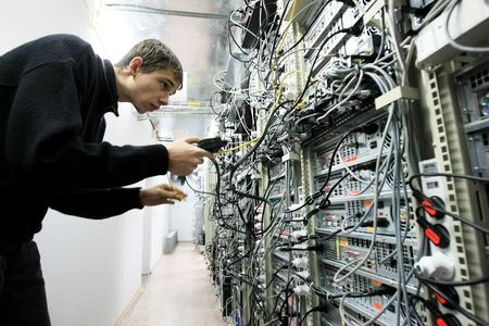  KYIV, UKRAINE - NOV 16: Worker at  Data Center of Volia company during open doors day on November 16, 2007 in Kyiv, Ukraineのeditorial素材