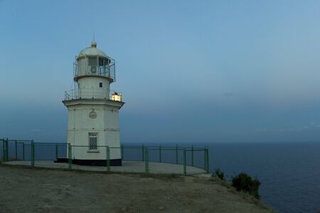 Lighthouse at dusk in Crimea peninsula, Ukraineの写真素材