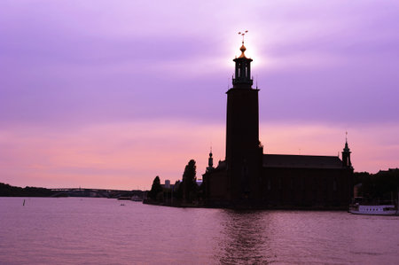 Famous Stockholm City Hall at sunset. Swedenの写真素材