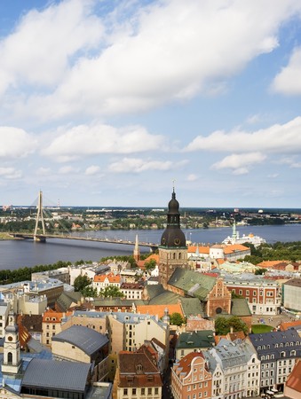 bird's-eye view from Riga cathedral on old town of Riga, Latviaの写真素材