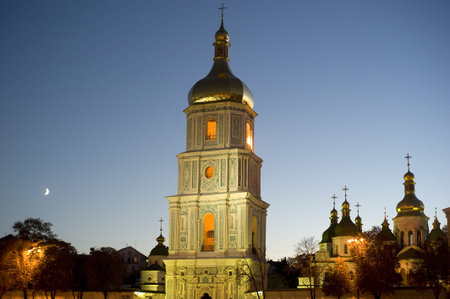 St. Sofia Cathedral at night. Kiev, Ukraineの写真素材