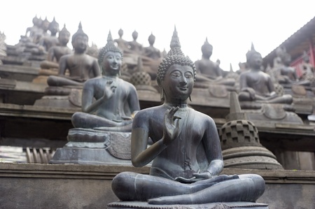 Buddhist statue in Gangaramaya Temle. Sri Lankaの写真素材