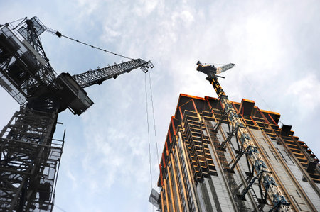Construction site of big skyscrapers in Kuala Lumpur