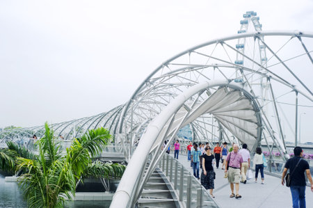Singapore ,Republic of Singapore - May 2, 2011: The Helix Bridge , previously known as the Double Helix Bridge , is a pedestrian bridge linking Marina Centre with Marina South in the Marina Bay area in Singaporeのeditorial素材