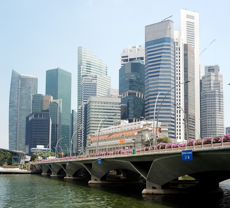 Skyline of Singapore in the sunshine dayの写真素材