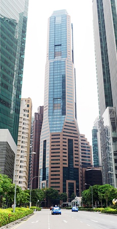 Urban scene in the central district of Singaporeの写真素材