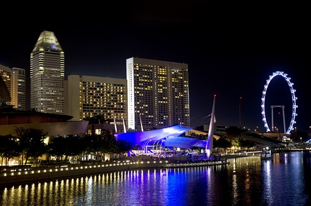 Embankment of Singapore in the eveningの写真素材
