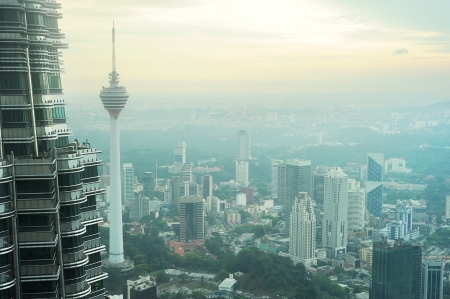 Aeial view of Kuala Lumpur from Petronas Twin Tower at sunsetのeditorial素材